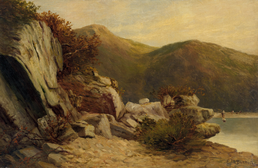 EDWARD M. BANNISTER (1828 - 1901) Untitled (Rock Study with Clam Diggers, Rhode Island).